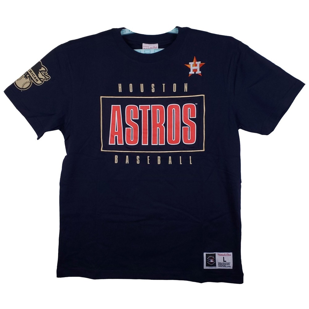 Houston Astros Mitchell & Ness MLB Large Shirt Cut & Sew Embroidery Art Navy NWT